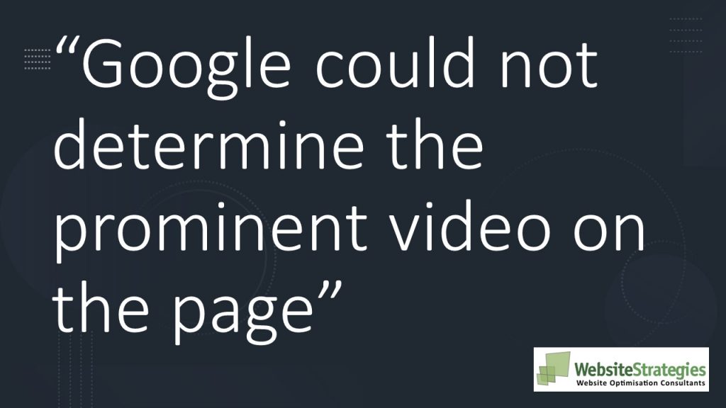 Google could not determine the prominent video